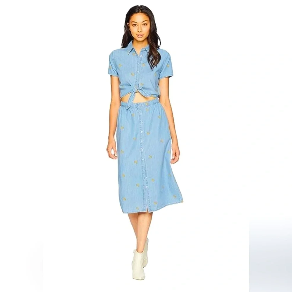 JUICY by Juicy Couture, size S, Chambray Dress with Banana Print - Picture 1 of 5